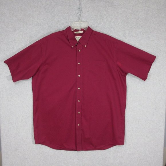 L.L. Bean Men's Button Up Shirt Short Sleeve Red XL Tall Wrinkle Resitant - Picture 1 of 6